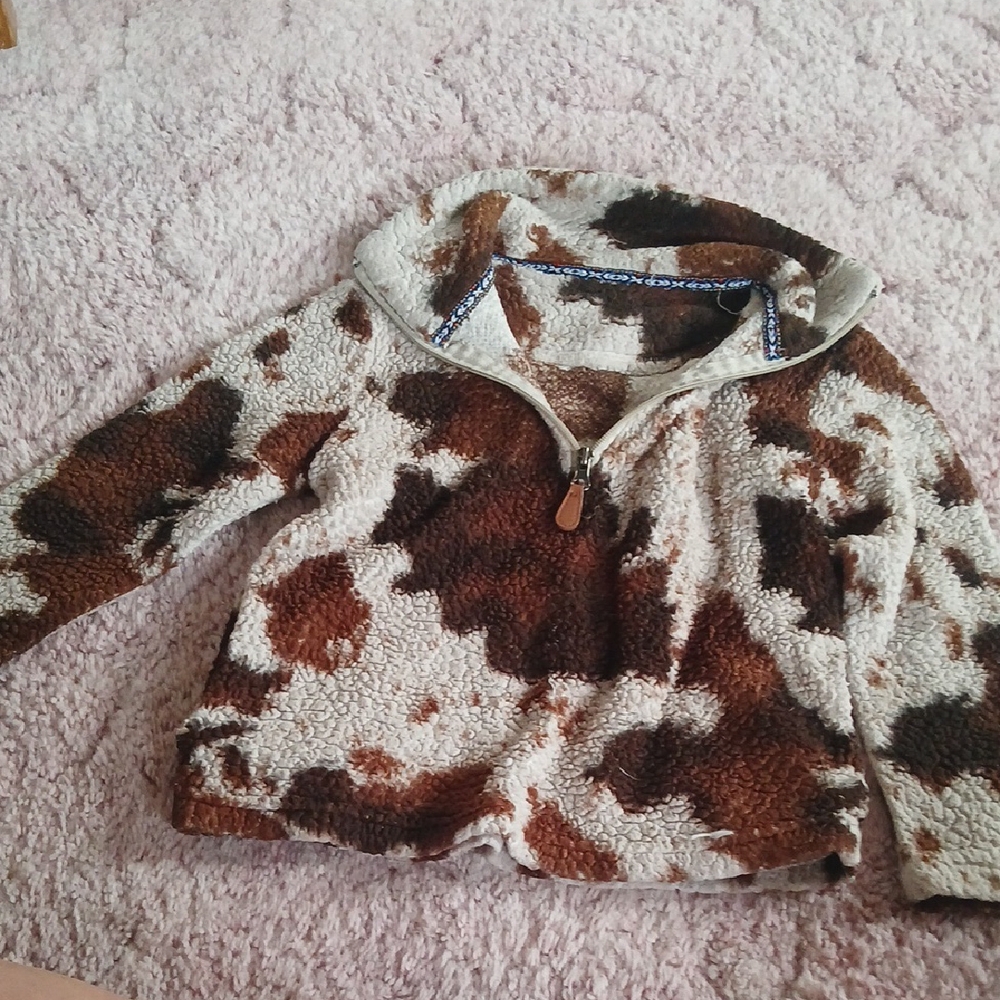 Brown and Cream Sherpa Pullover